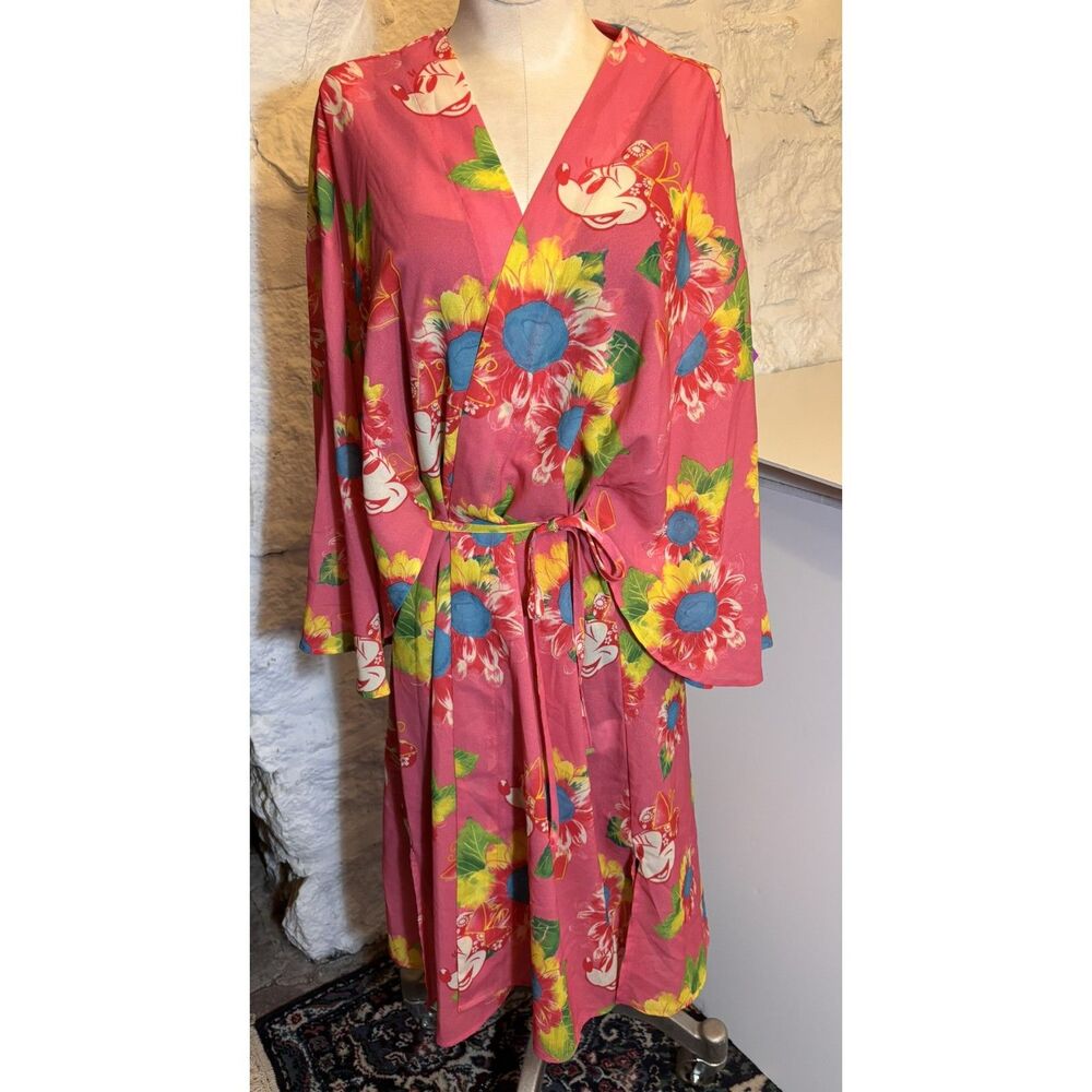 Tokyo Disney Resort Minnie Mouse Floral Kimono Robe Pink Japan Exclusive M